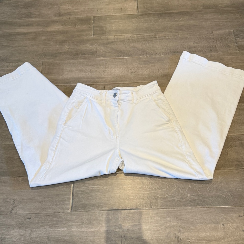 Everlane White Wide-Leg Cropped Pants